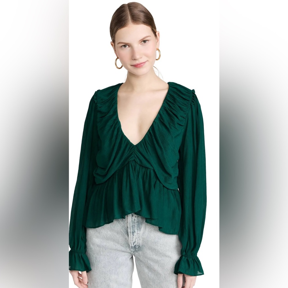 Free People Women's Daia Puff Sleeve Top- Garden Gem